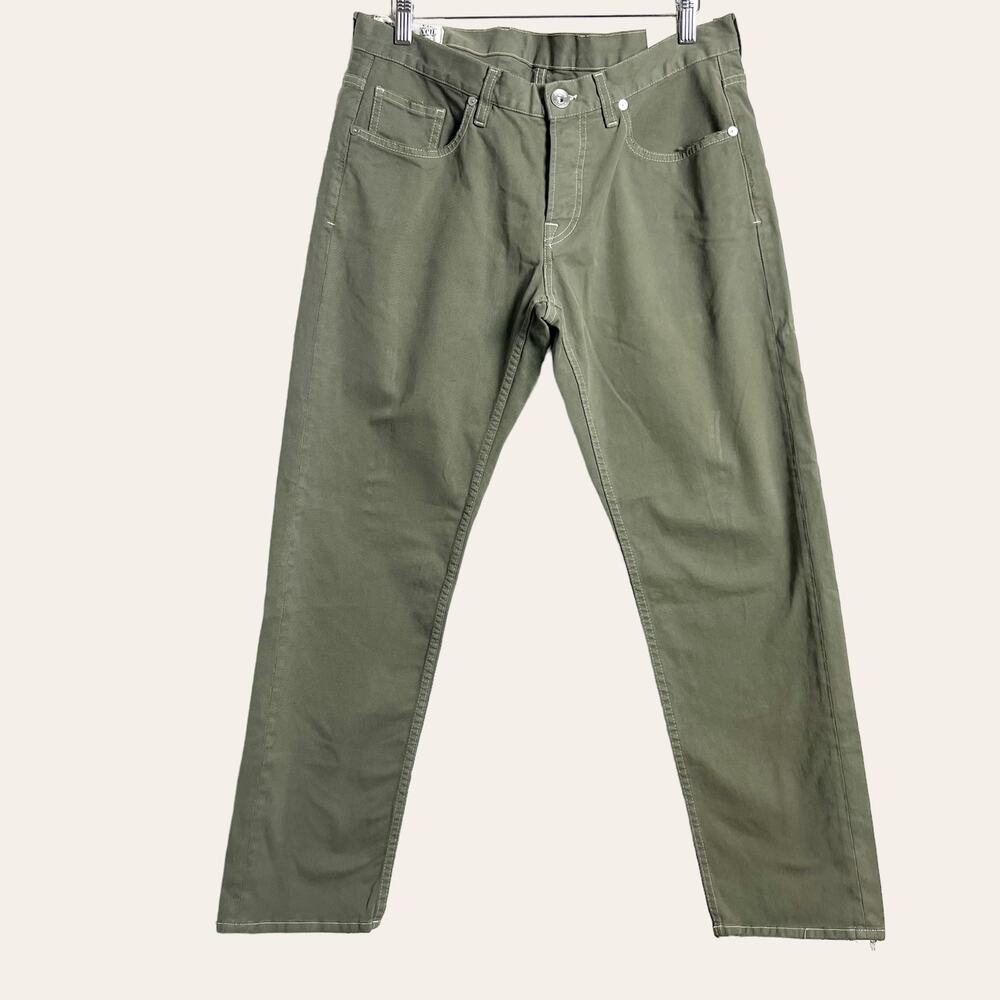 Eleventy Men's Khaki Olive Green Slim Straight Mid Rise Jeans Size 33 NWT